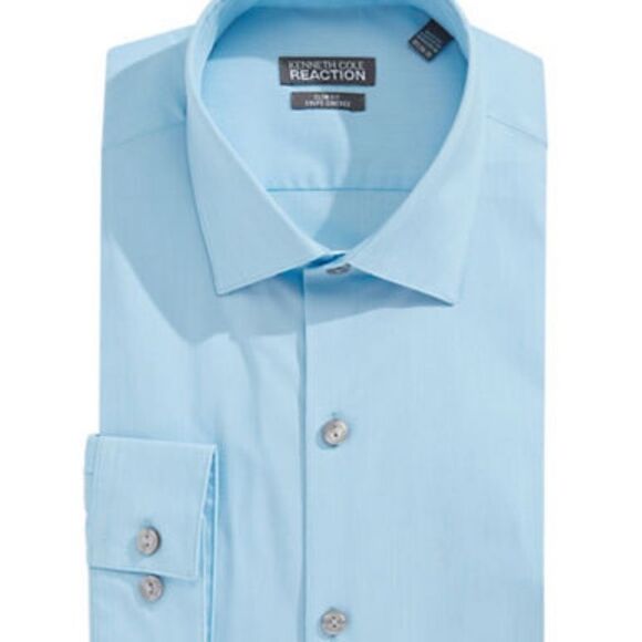 Kenneth Cole Reaction Slim Fit Solid Dress Shirt-LAKE-15.5-34/35 - Picture 1 of 5